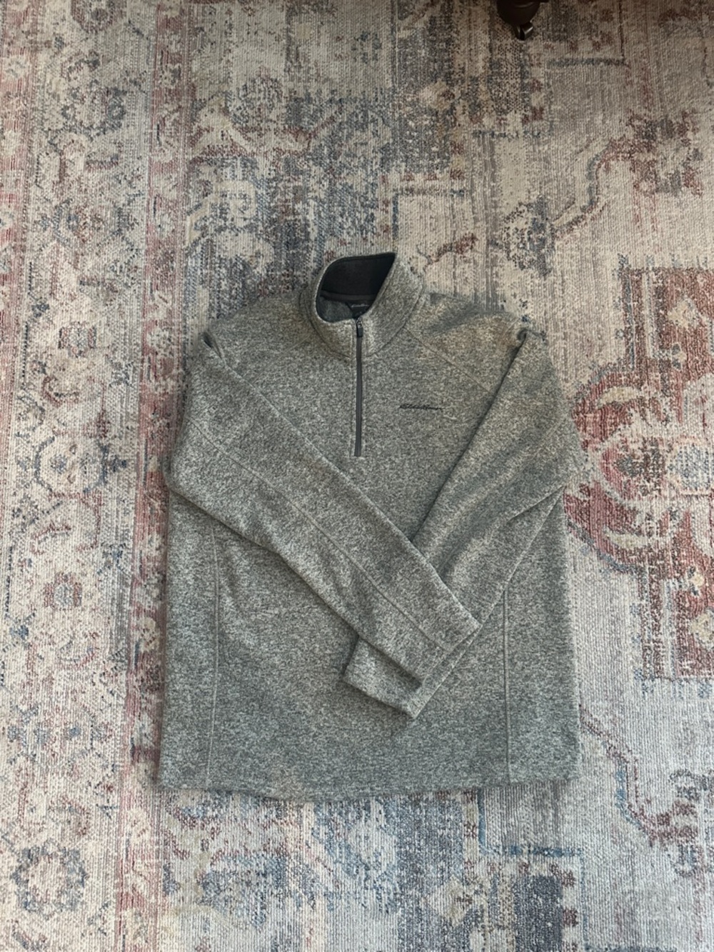 Eddie Bauer Gray Zip-Neck Pullover Sweater